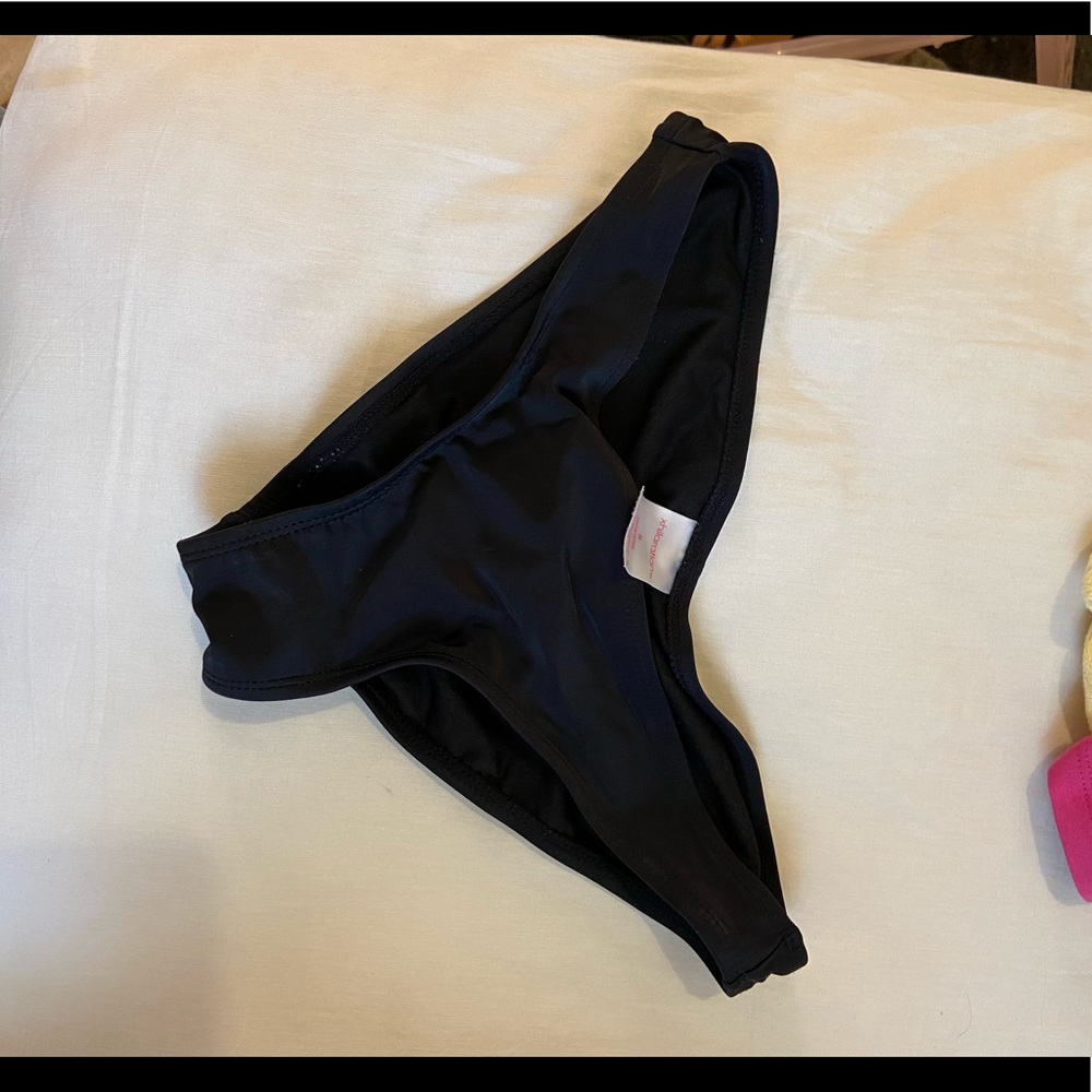 Black ruched bikini bottom